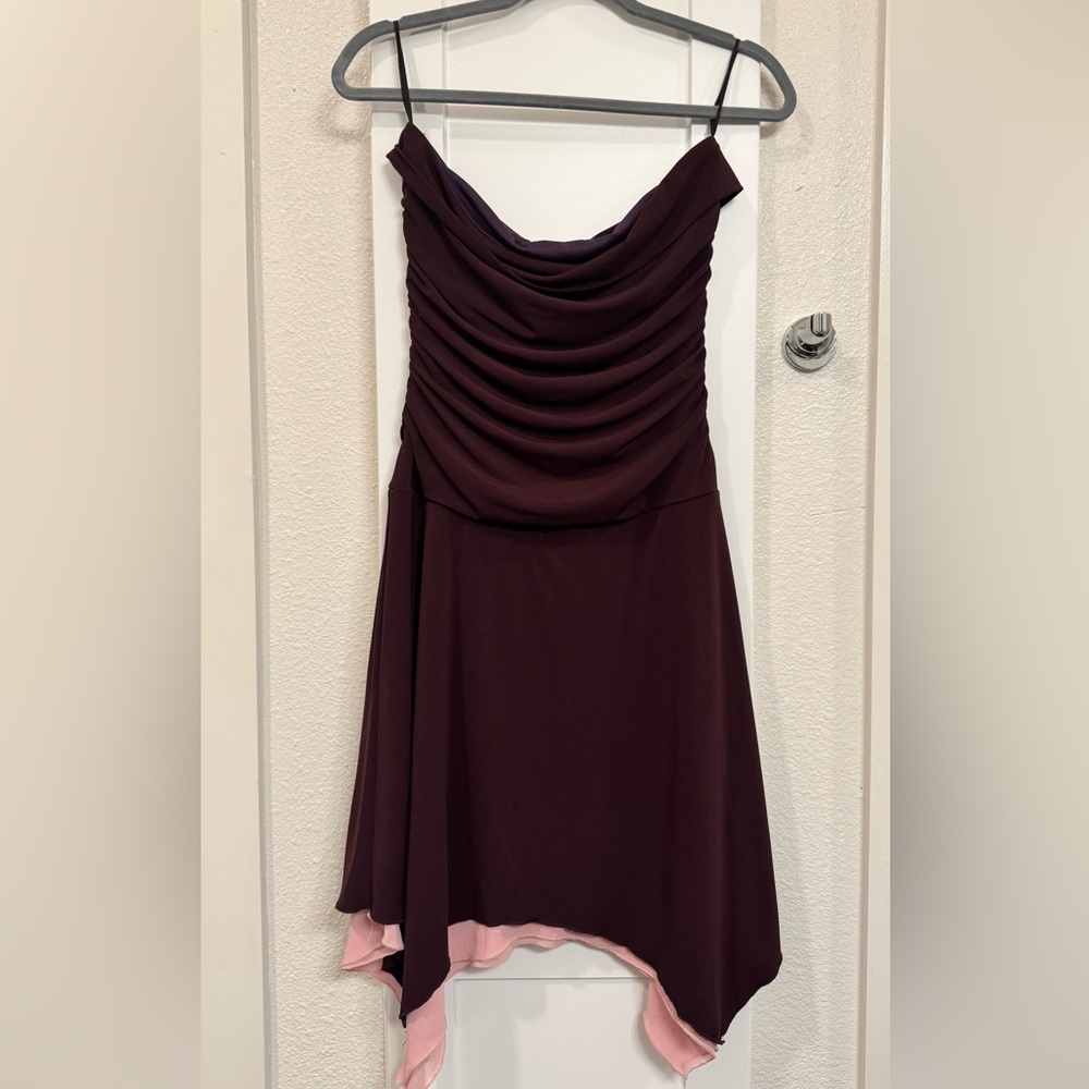 💜✨ Ruby Rox Deep Purple Strapless Asymmetrical Dress — Size L
